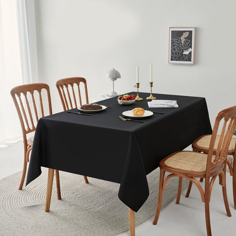 Romanstile Rectangle Tablecloth - Waterproof and Wrinkle Resistant Washable Polyester Table Cloth for Kitchen Dining/Party/Wedding Indoor and Outdoor Use (60 x 120 inch, Black) - Image 5